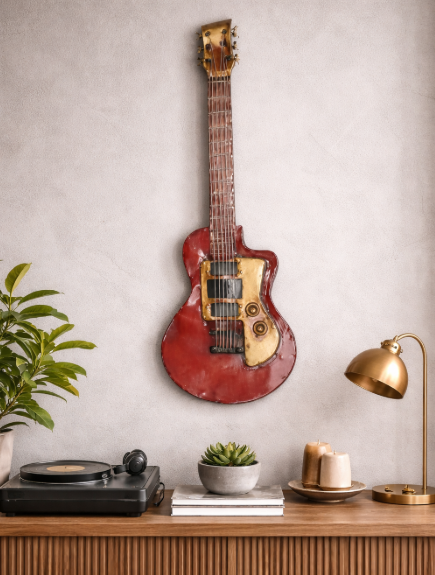 644-0125   Guitarra fabricada en latón ,ideal para decorar una pared